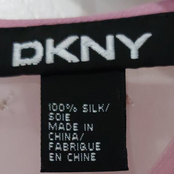 DKNY Vintage Crystal Embellished Pink Silk Organza Top Sz M - Picture 3 of 7